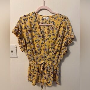 Max Studio Yellow Floral Blouse